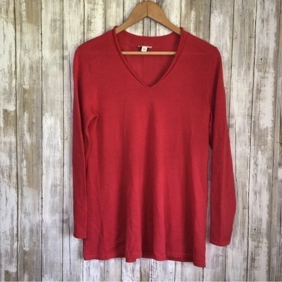 J. Jill Pinkish Red Merino Wool Sweater - Picture 1 of 4